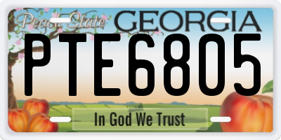 GA license plate PTE6805
