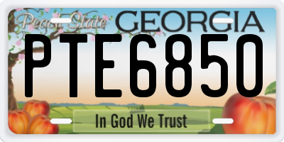 GA license plate PTE6850