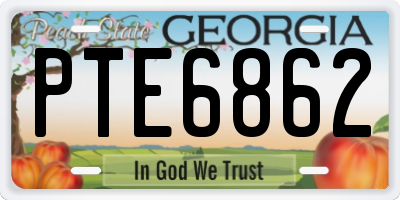 GA license plate PTE6862