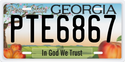 GA license plate PTE6867