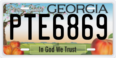 GA license plate PTE6869
