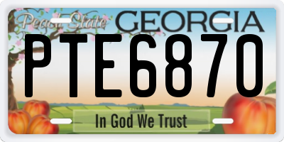 GA license plate PTE6870