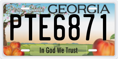 GA license plate PTE6871