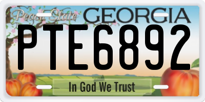 GA license plate PTE6892