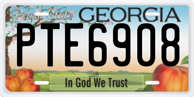 GA license plate PTE6908