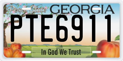 GA license plate PTE6911