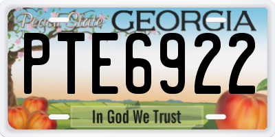 GA license plate PTE6922