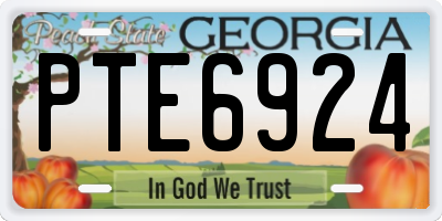 GA license plate PTE6924