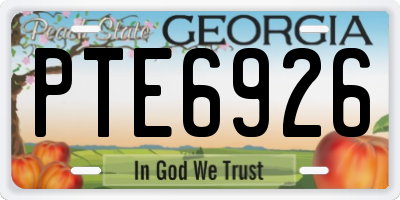 GA license plate PTE6926