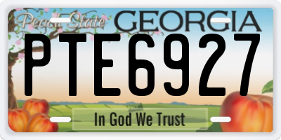 GA license plate PTE6927