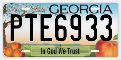 GA license plate PTE6933