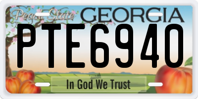 GA license plate PTE6940
