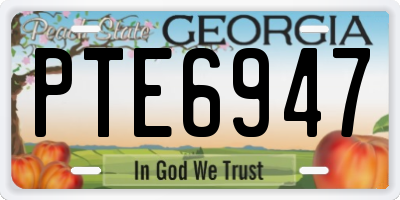GA license plate PTE6947