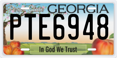 GA license plate PTE6948