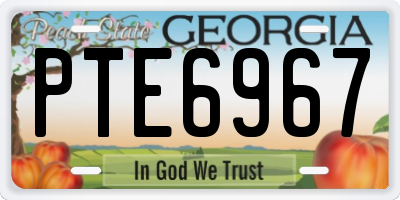 GA license plate PTE6967