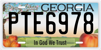GA license plate PTE6978