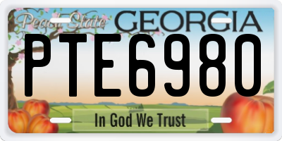 GA license plate PTE6980