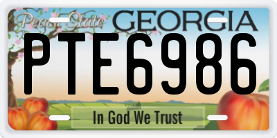 GA license plate PTE6986