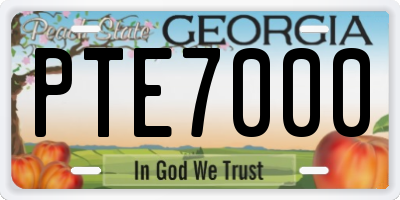 GA license plate PTE7000