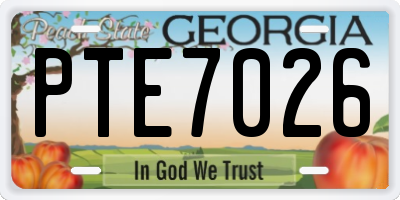 GA license plate PTE7026