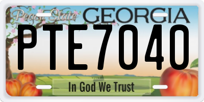 GA license plate PTE7040
