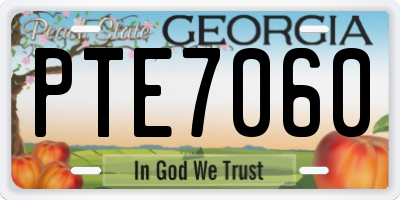 GA license plate PTE7060