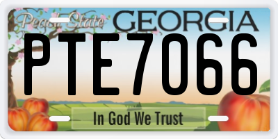 GA license plate PTE7066