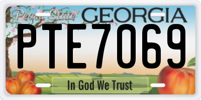 GA license plate PTE7069