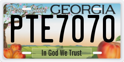 GA license plate PTE7070