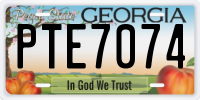 GA license plate PTE7074