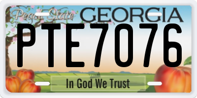 GA license plate PTE7076