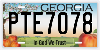 GA license plate PTE7078