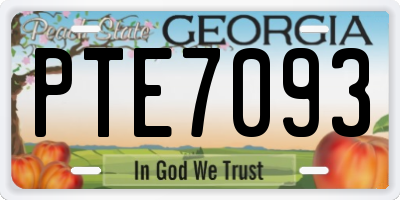 GA license plate PTE7093