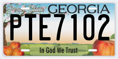 GA license plate PTE7102