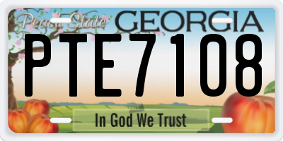GA license plate PTE7108