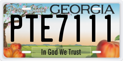 GA license plate PTE7111