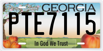 GA license plate PTE7115