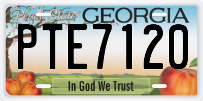 GA license plate PTE7120