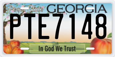 GA license plate PTE7148