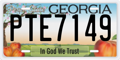 GA license plate PTE7149