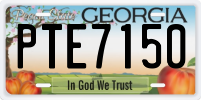 GA license plate PTE7150