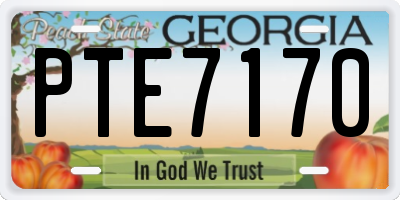 GA license plate PTE7170