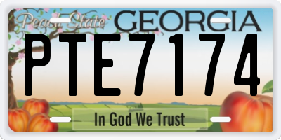 GA license plate PTE7174