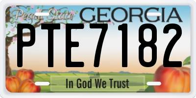 GA license plate PTE7182