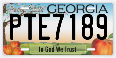 GA license plate PTE7189
