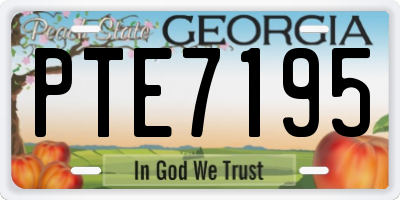 GA license plate PTE7195