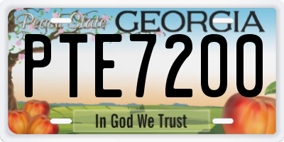 GA license plate PTE7200
