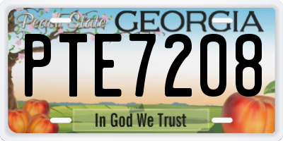 GA license plate PTE7208