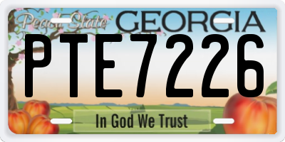 GA license plate PTE7226