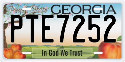 GA license plate PTE7252